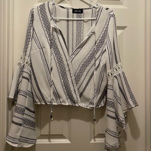 White Crop top with butterfly sleeves